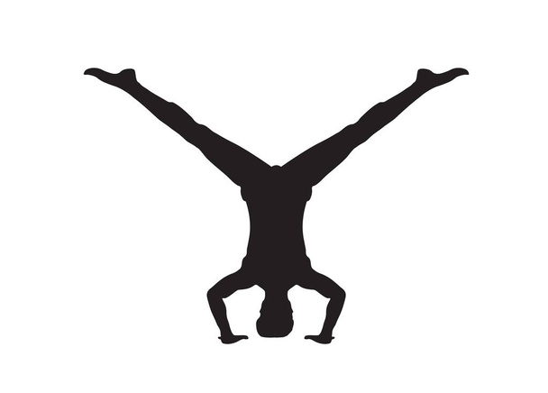 Silueta de yoga. Ilustración aislada del vector de pose. Relajación femenina y concepto sanitario - Vector, Imagen