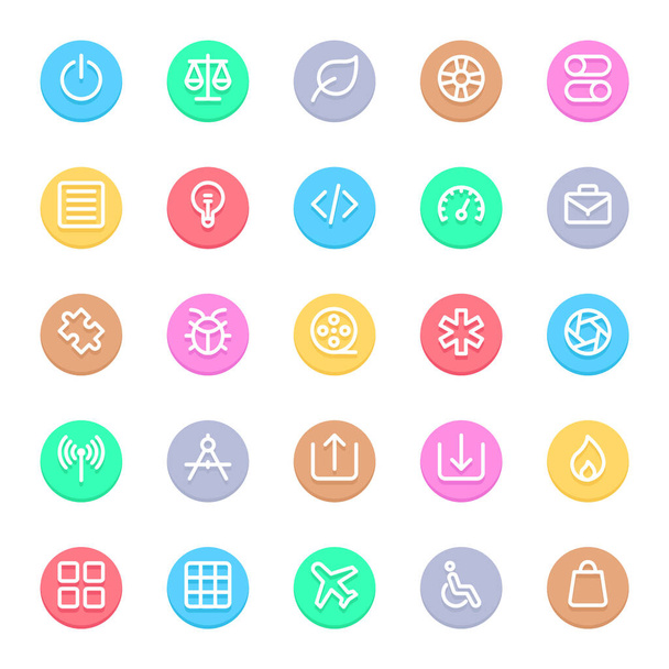 Icone del contorno colore del cerchio per web & mobile. - Vettoriali, immagini