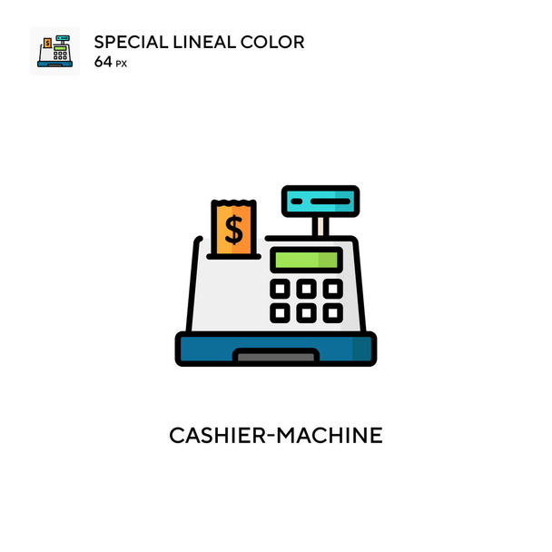 Pénztáros-gép Különleges lineáris szín ikon. Illusztráció szimbólum design sablon web mobil UI elem. Tökéletes szín modern piktogram szerkeszthető stroke. - Vektor, kép
