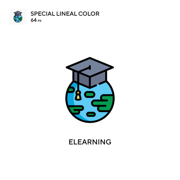 Elearning Speciale lineal color icoon. Illustratie symbool ontwerp sjabloon voor web mobiele UI element. Perfecte kleur modern pictogram op bewerkbare slag. - Vector, afbeelding