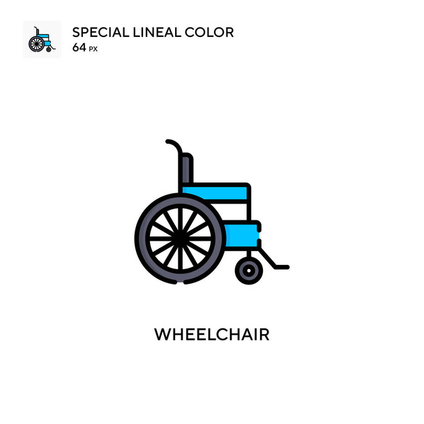 Инвалидное кресло Специальный цвет значок. Шаблон оформления символов иллюстрации для веб-мобильного пользовательского элемента. Идеальный цвет современной пиктограммы на редактируемый штрих. - Вектор,изображение