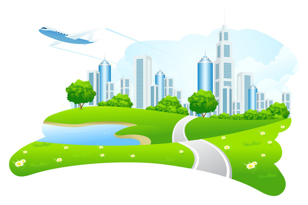 Green City Landscape - Вектор,изображение