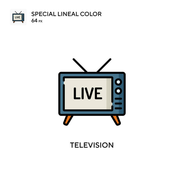 Τηλεόραση Ειδική lineal εικονίδιο χρώμα. Εικονογράφηση πρότυπο σχεδιασμού συμβόλων για web κινητό στοιχείο UI. Τέλειο χρώμα σύγχρονο εικονόγραμμα σε επεξεργάσιμο εγκεφαλικό επεισόδιο. - Διάνυσμα, εικόνα