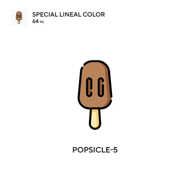 Popsicle-5 Icono especial de color lineal. Plantilla de diseño de símbolo de ilustración para elemento de interfaz de usuario móvil web. Pictograma moderno de color perfecto en un trazo editable. - Vector, Imagen
