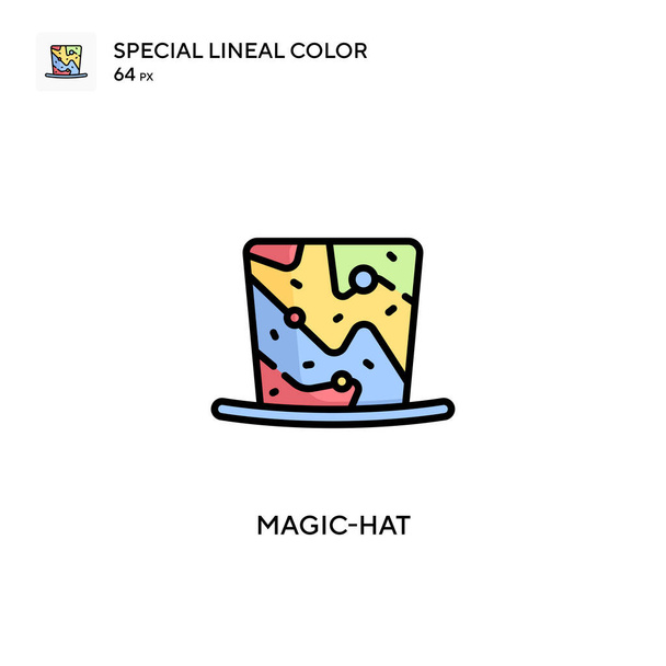 Cappello magico Speciale icona a colori lineari. Illustrazione modello di design simbolo per elemento web mobile UI. Pittogramma moderno a colori perfetto sul tratto modificabile. - Vettoriali, immagini