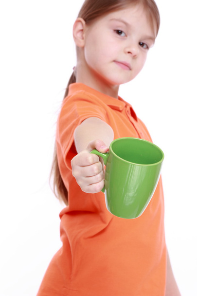 Girl with tea cup - Фото, зображення
