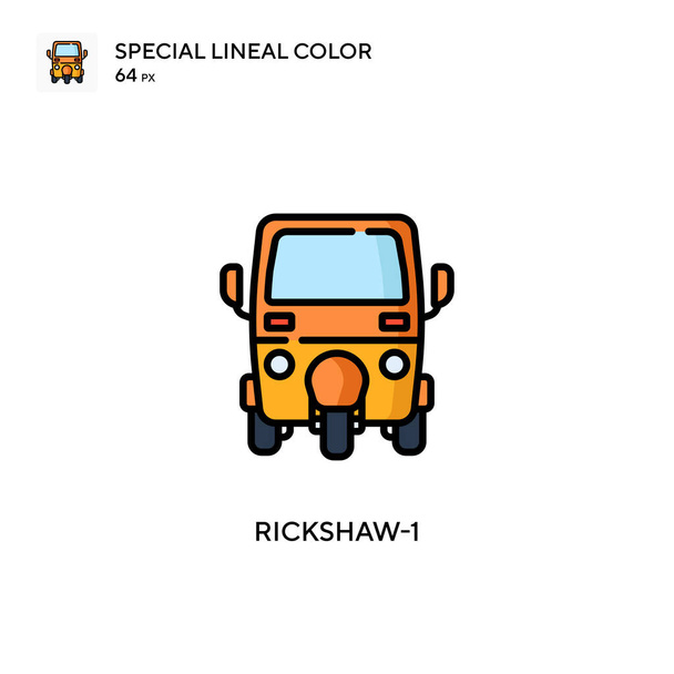 Rickshaw-1 Icono especial de color lineal. Plantilla de diseño de símbolo de ilustración para elemento de interfaz de usuario móvil web. Pictograma moderno de color perfecto en un trazo editable. - Vector, imagen