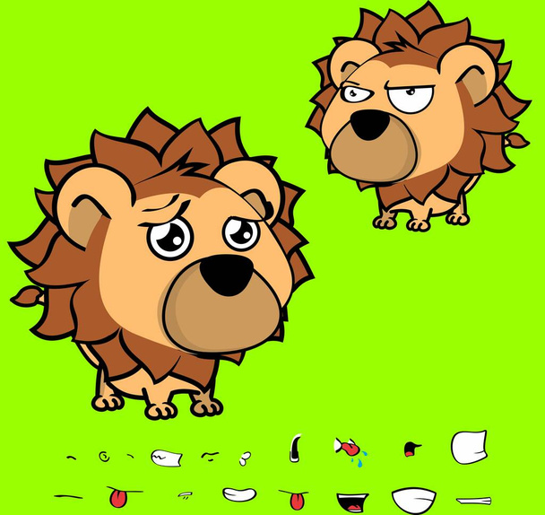 cute big head baby lion cartoon expressions collection set in vector - Vetor, Imagem