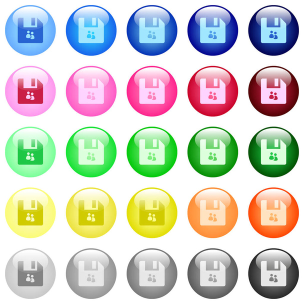 Dosya grubu simgeleri 25 renkli parlak küresel düğme kümesinde - Vektör, Görsel