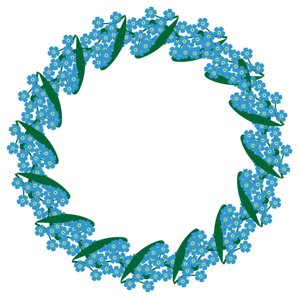 Floral round vintage frame with forget-me-not flowers 3 - Vector, imagen