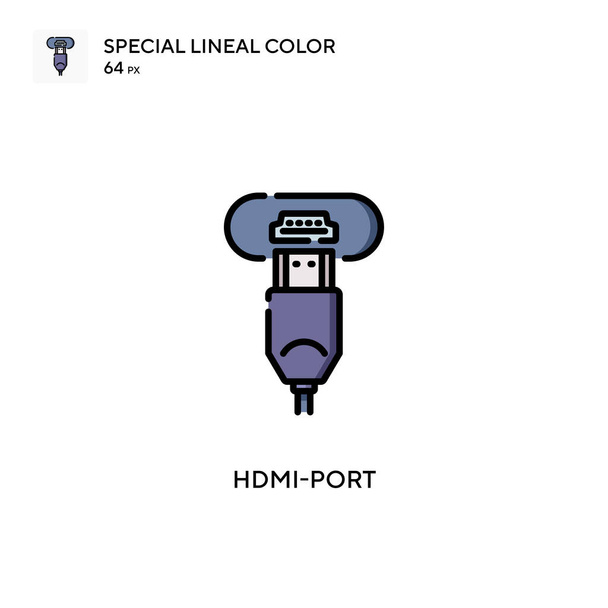 Hdmi-port Icono especial de color lineal. Plantilla de diseño de símbolo de ilustración para elemento de interfaz de usuario móvil web. Pictograma moderno de color perfecto en un trazo editable. - Vector, imagen