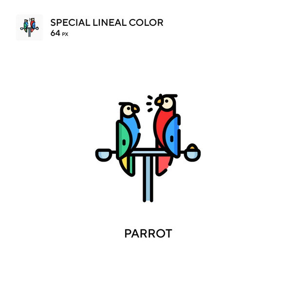 Papuga Specjalna ikona koloru liniowego. Wzór symbolu ilustracji dla mobilnego elementu interfejsu WWW. Idealny kolor nowoczesny piktogram na skoku edytowalnym. - Wektor, obraz