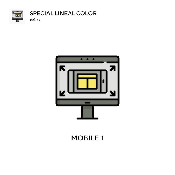 Mobile-1 Icono especial de color lineal. Plantilla de diseño de símbolo de ilustración para elemento de interfaz de usuario móvil web. Pictograma moderno de color perfecto en un trazo editable. - Vector, imagen