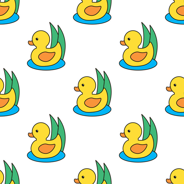 duck seamless vector pattern isolated on white background. wallpaper scarf isolated cartoon illustration yellow - Vector, Imagen