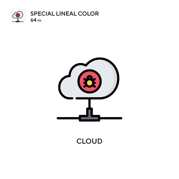Cloud Icono de color lineal especial. Plantilla de diseño de símbolo de ilustración para elemento de interfaz de usuario móvil web. Pictograma moderno de color perfecto en un trazo editable. - Vector, imagen