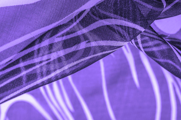 Hintergrundtextur, Gewebe, Textil, Stoff, Stoff, Netz, blauer Stoff subtile transparente Seide weiße abstrakte Streifen - Foto, Bild
