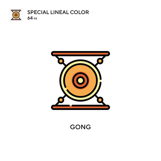 Gong Ειδική lineal εικονίδιο χρώματος. Εικονογράφηση πρότυπο σχεδιασμού συμβόλων για web κινητό στοιχείο UI. Τέλειο χρώμα σύγχρονο εικονόγραμμα σε επεξεργάσιμο εγκεφαλικό επεισόδιο. - Διάνυσμα, εικόνα