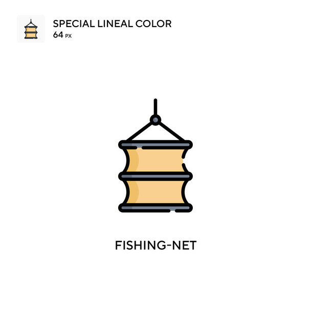 Fishing-net Special lineal color icon. Illustration symbol design template for web mobile UI element. Perfect color modern pictogram on editable stroke. - Vector, Image