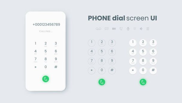 Smartphone dial. Realistic phone number pad, call screen UI with keypad and dial buttons. Vector isolated telephone interface - Vector, Image