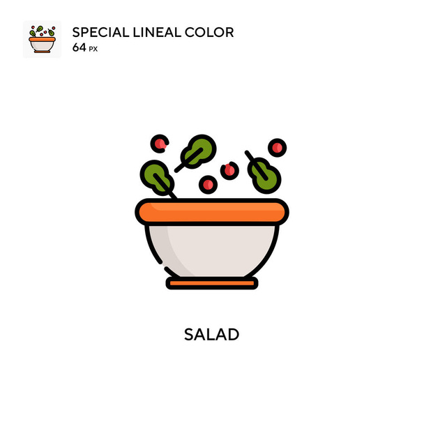 Salata özel renk ikonu. Web mobil UI ögesi için resimleme sembolü tasarım şablonu. Düzenlenebilir vuruş üzerine mükemmel renk modern pictogram. - Vektör, Görsel