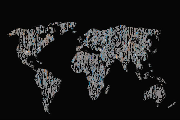 Zhruba načrtnutá mapa světa s barevnými vzory pozadí - Fotografie, Obrázek