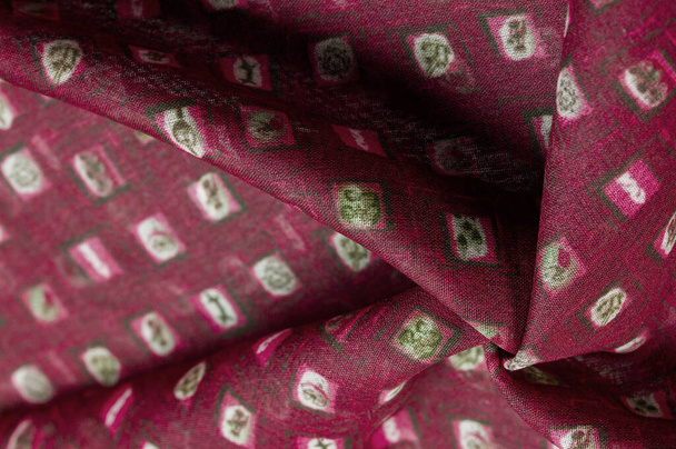 Текстура, фон, узор, красная шелковая ткань, тонкое ткачество, проверка печати шарф, дизайн, плетение открытки - Фото, изображение