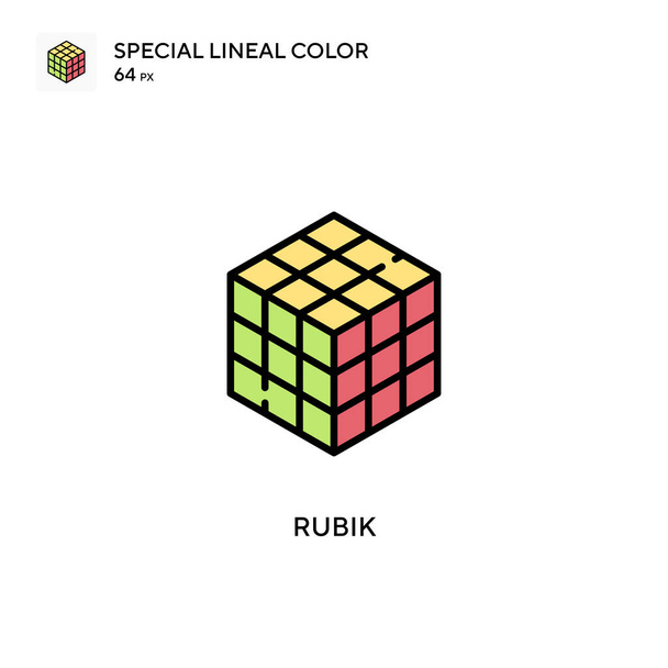 Rubik Icono especial de color lineal. Plantilla de diseño de símbolo de ilustración para elemento de interfaz de usuario móvil web. Pictograma moderno de color perfecto en un trazo editable. - Vector, Imagen