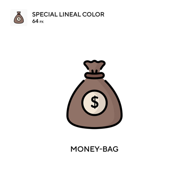 Money-bag Speciale icona a colori lineari. Illustrazione modello di design simbolo per elemento web mobile UI. Pittogramma moderno a colori perfetto sul tratto modificabile. - Vettoriali, immagini