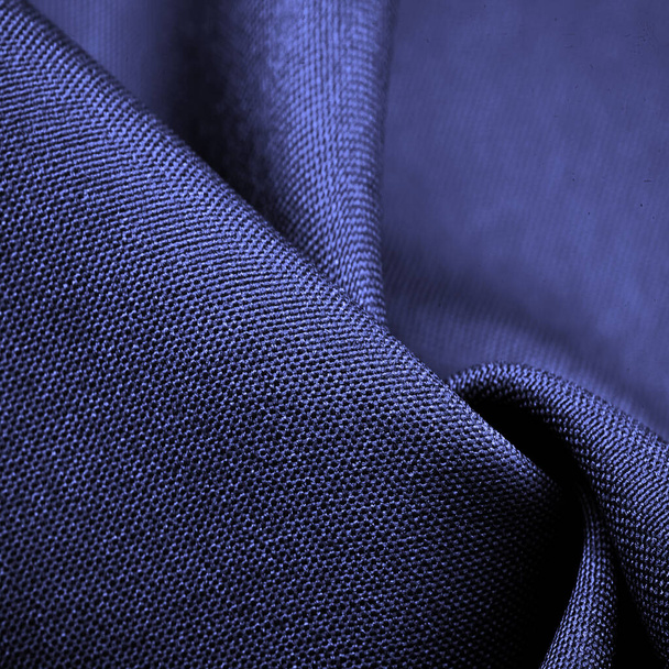 Textuur, achtergrond, patroon, blauwe zijde stof, dit is zijde satijn weven. Verschillen in dichtheid, gladheid en glans van de voorzijde, zachtheid, het is goed gedrapeerd. Gebruik ontwerp, projecten - Foto, afbeelding