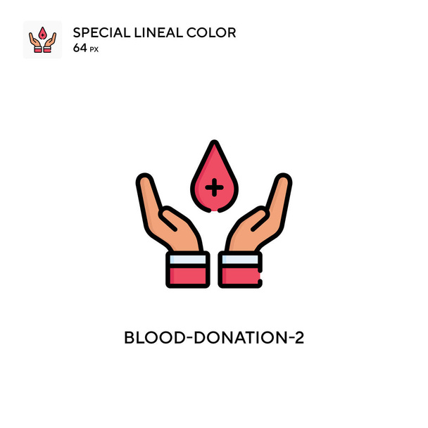 Donación de sangre-2 Icono especial de color lineal. Plantilla de diseño de símbolo de ilustración para elemento de interfaz de usuario móvil web. Pictograma moderno de color perfecto en un trazo editable. - Vector, Imagen