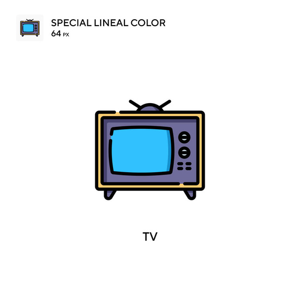Ειδική lineal εικονίδιο χρώμα τηλεόραση. Εικονογράφηση πρότυπο σχεδιασμού συμβόλων για web κινητό στοιχείο UI. Τέλειο χρώμα σύγχρονο εικονόγραμμα σε επεξεργάσιμο εγκεφαλικό επεισόδιο. - Διάνυσμα, εικόνα