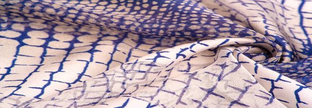 Textura. Antecedentes Plantilla. tela de seda estilo piel de pitón, patrón azul marino, tema africano - Foto, Imagen