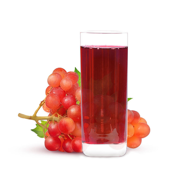 склянка виноградного соку і купа винограду на білому тлі
 - Фото, зображення
