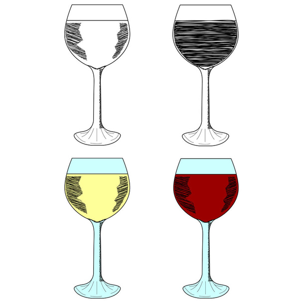 Sketch set of wineglasses - Вектор, зображення