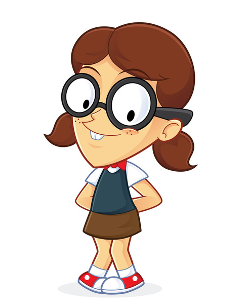 Girl Geek with Shy Expression - Vector, Image