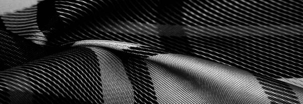 Textura, fundo, padrão, tecido quadriculado, cores preto e branco, motivos escoceses neste tecido, seu design com os sons de gaitas de foles e uísque perfumado - Foto, Imagem