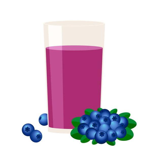 The blueberry juice. Drink with taste of blueberries in a glass beaker. Vector illustration. - Vektori, kuva