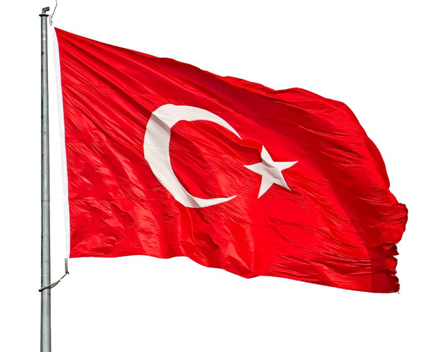 Турецкий флаг на белом фоне - Фото, изображение