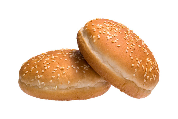 Dois pães de hambúrguer isolados no fundo branco - Foto, Imagem