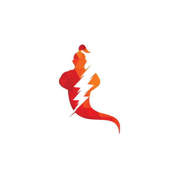 Thunder bolt Genie Logo Design. Magic Fantasy genie concept logo. - Vector, Image