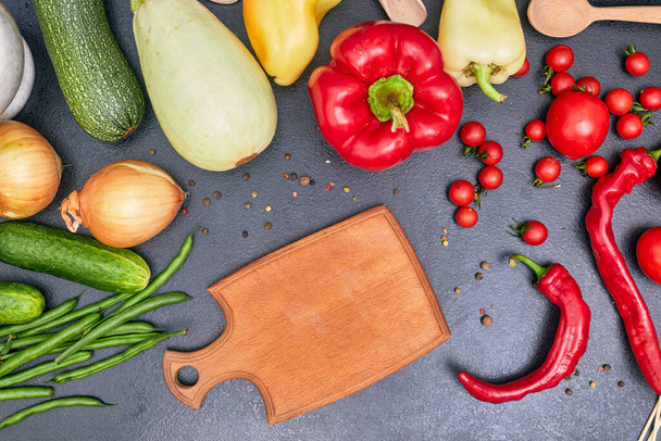 wooden board with vegetables, MOCKUP, copy space one - Photo, Image
