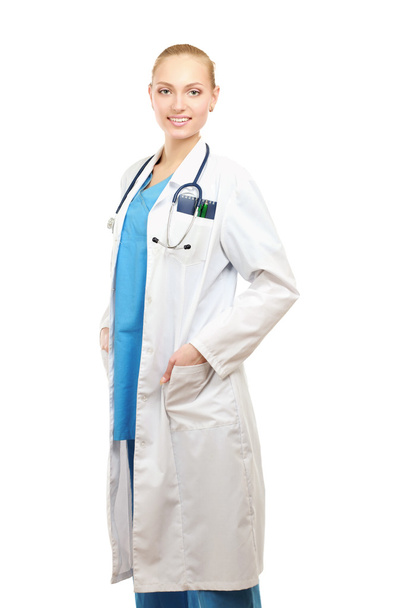 Medical doctor woman with stethoscope - Foto, imagen