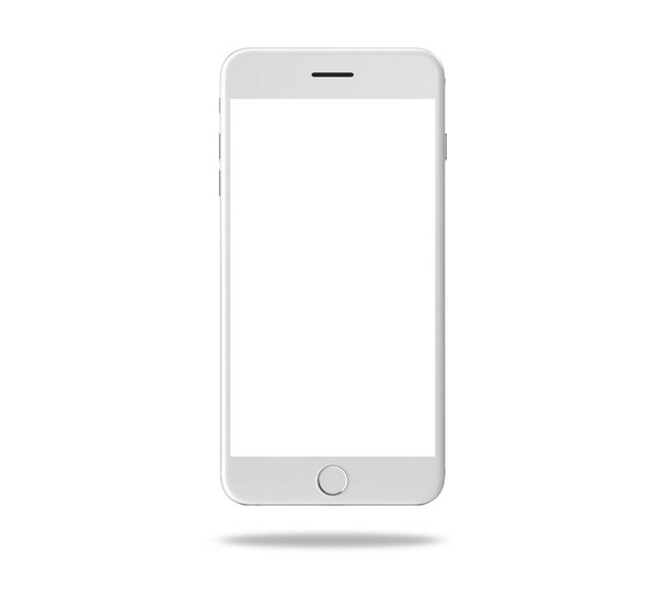 Smart phone white gray mockup isolated on white background with clipping path. Object. - Photo, Image