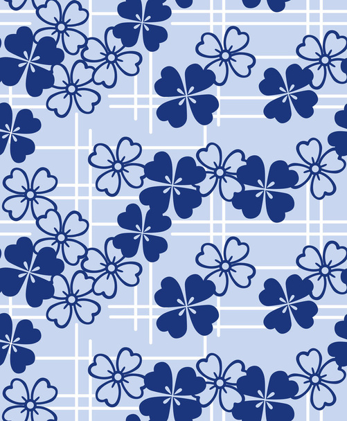 Japanese Blue Flower Vector Seamless Pattern - Вектор, зображення