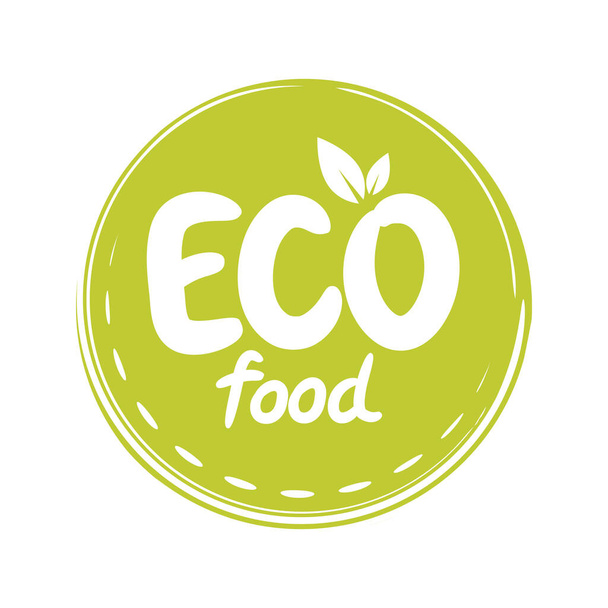 Emblem, sign for packages, natural products and health food stores. Vegan, raw, healthy food badges, tags for cafe, restaurants, products packaging etc. Healthy Food Lettering in Round Frame. Vector - Vector, Image