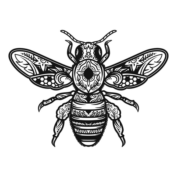 mandala bee vector ilustración concepto creativo - Vector, Imagen