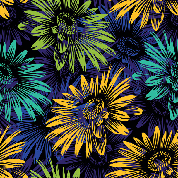 Seamless vector sunflower pattern design - Vektor, Bild