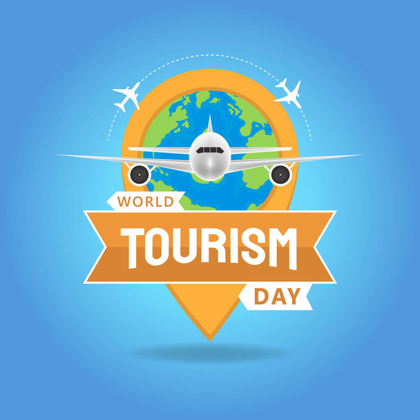 Χειροποίητη απεικόνιση της έννοιας της παγκόσμιας ημέρας τουρισμού. Εικονογράφηση διανύσματος - Διάνυσμα, εικόνα