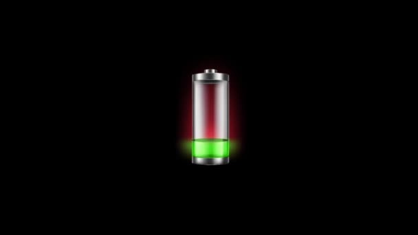 Animation de l'icône de charge de la batterie de sur fond noir - Séquence, vidéo