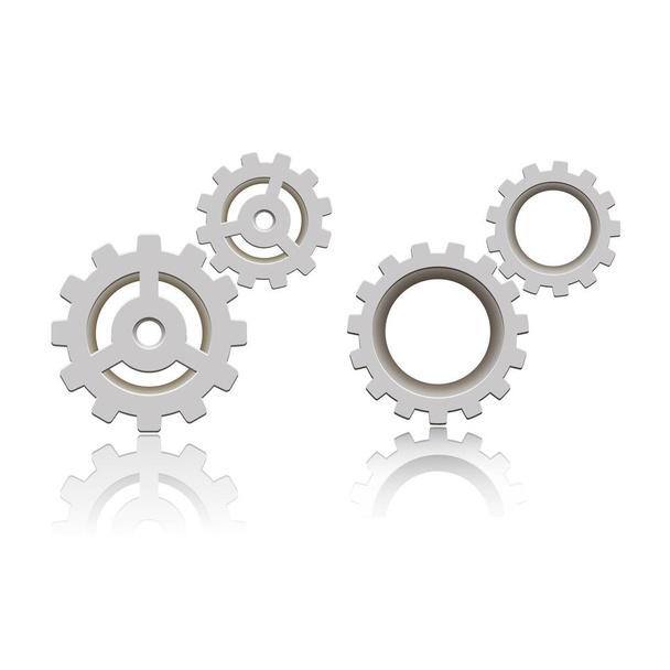 Set of gears with reflection. Vector icon. Mechanical gear. The image of the gear. Cogwheel gear - Vector, Image